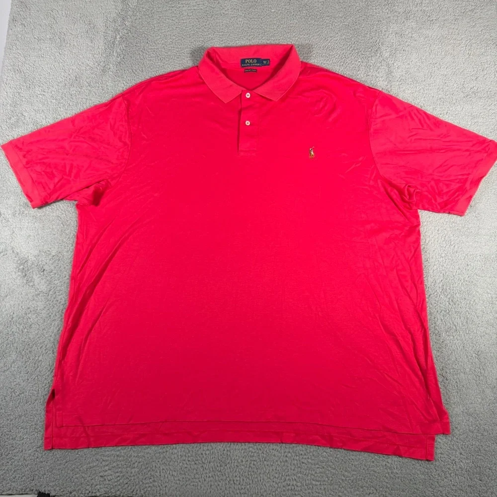 Polo Ralph Lauren Polo Shirt Mens 4XLT Red Pima Soft Touch Flesh Pony Logo